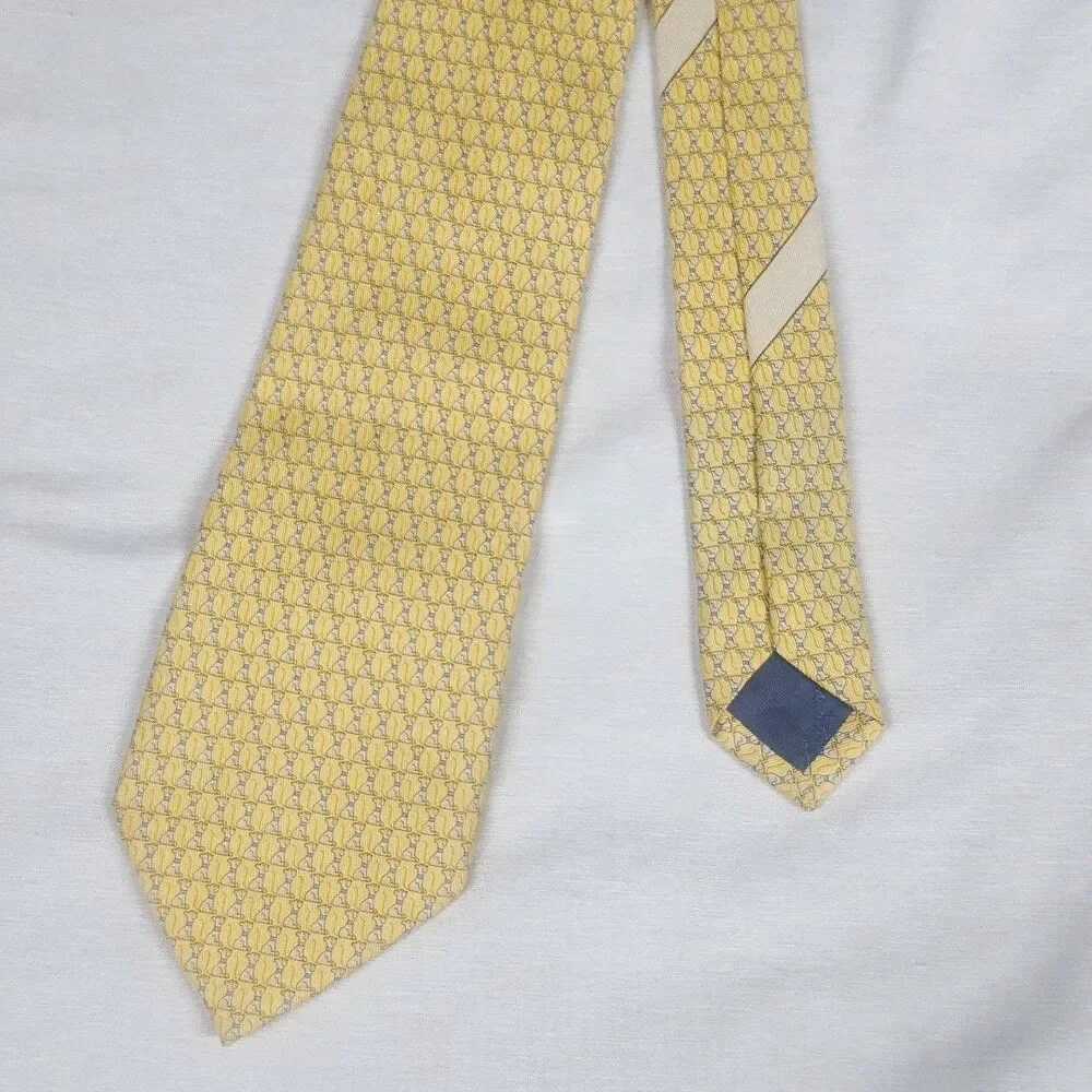 Salvatore Ferragamo Silk Print Yellow Tie